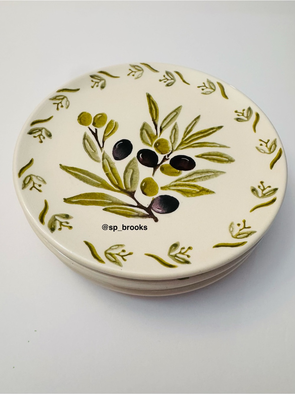 🎁4PC Papart Seramik Salad Plates - 7.75” Handmade Ceramic Salad Plates - Olives - Picture 5 of 7